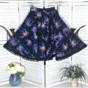 Vintage Y2K Gypsy Skirt Stars Circle Purple Black Lace XS S